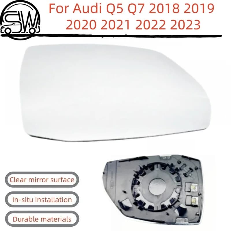 Heated Rearview Mirror Replacement Lenses with Defrost Heating Function Fit Audi Q5 Q7 2018 2019 2020 2021 2022 2023 Models.