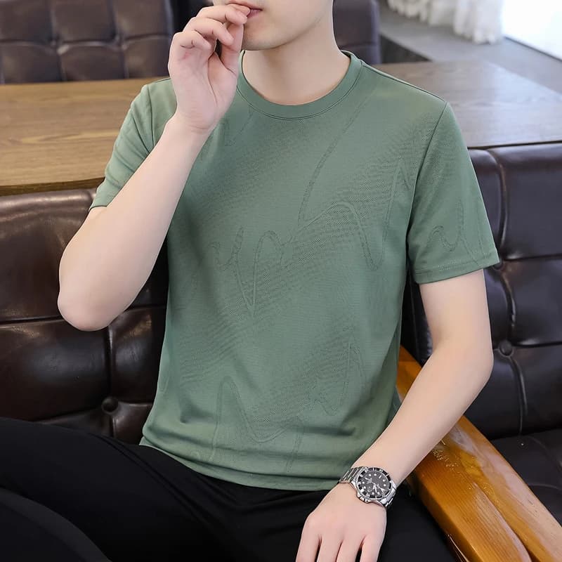 2026 Summer Men's Fashion Casual Simple Round-neck Short-sleeved T-shirt Polo Shirt