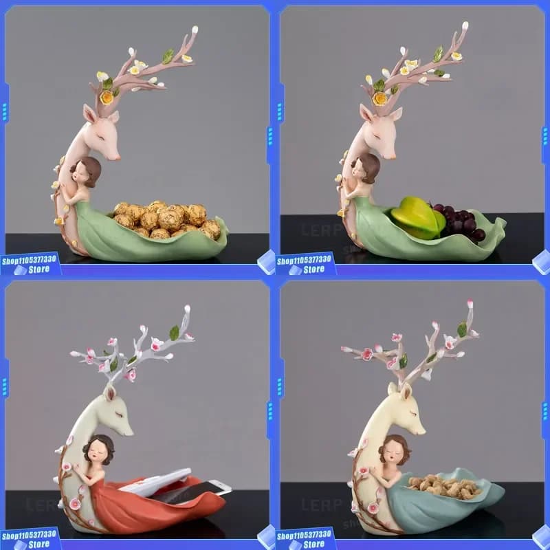 Nordic Style Deer Fruit Plate Creative Desktop Storage Tray for Home Living Room Coffee Table Decoration Cute Girl Gift