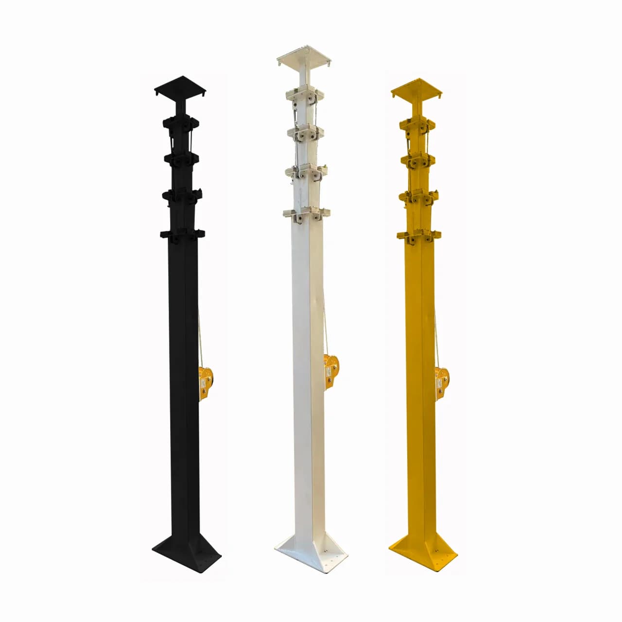 Hydraulic Telescopic Wire Rope Mast 5-12M with Hand/Electric Winch Solar LED Light Tower Camera Mount