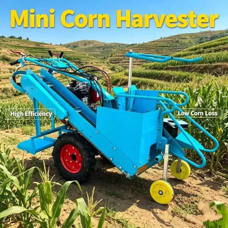 Walk Behind Corn Harvester Machine Mini Maize Combine Picker Hand Push Diesel Corn Harvesting Equipment Maize Cob Harvester