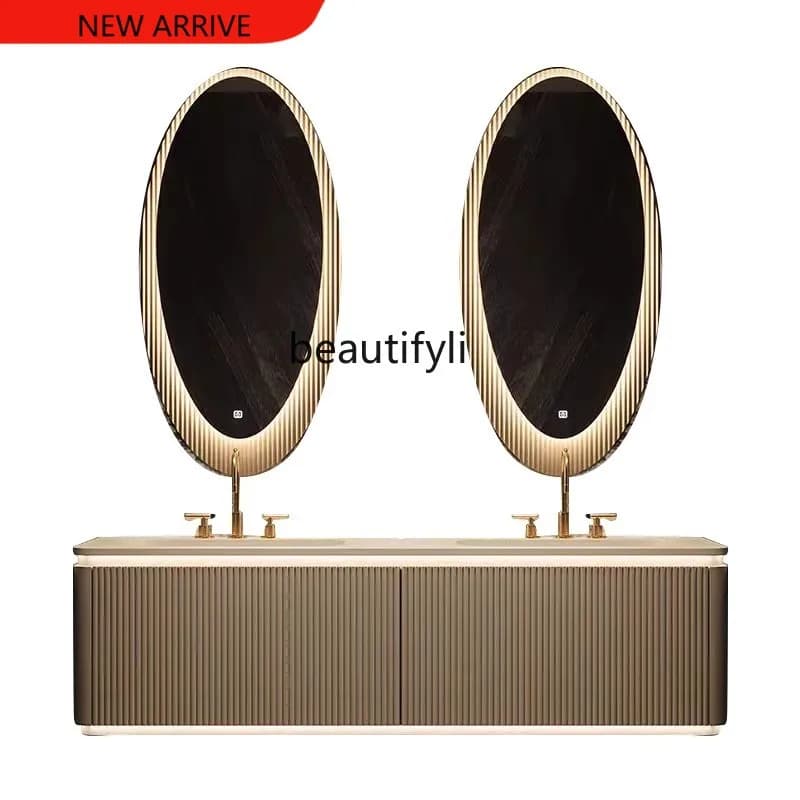 X Light luxury ceramic integrated basin bathroom cabinet combination skin-feeling integrated wash basin and face wash basin