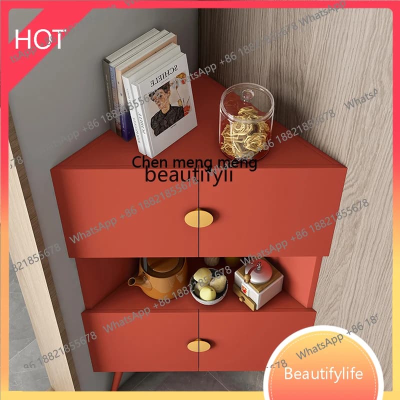 Living Room Light Luxury Corner Cabinet Sofa Side Cabinet Corner Cabinet Corner Locker Corner Triangle Storage Rack