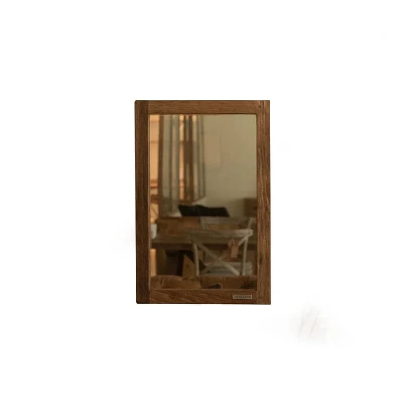 Home Wall Hanging Retro Style Makeup Modern Wabi-Sabi Guesthouse Porch Solid Wood square Mirror