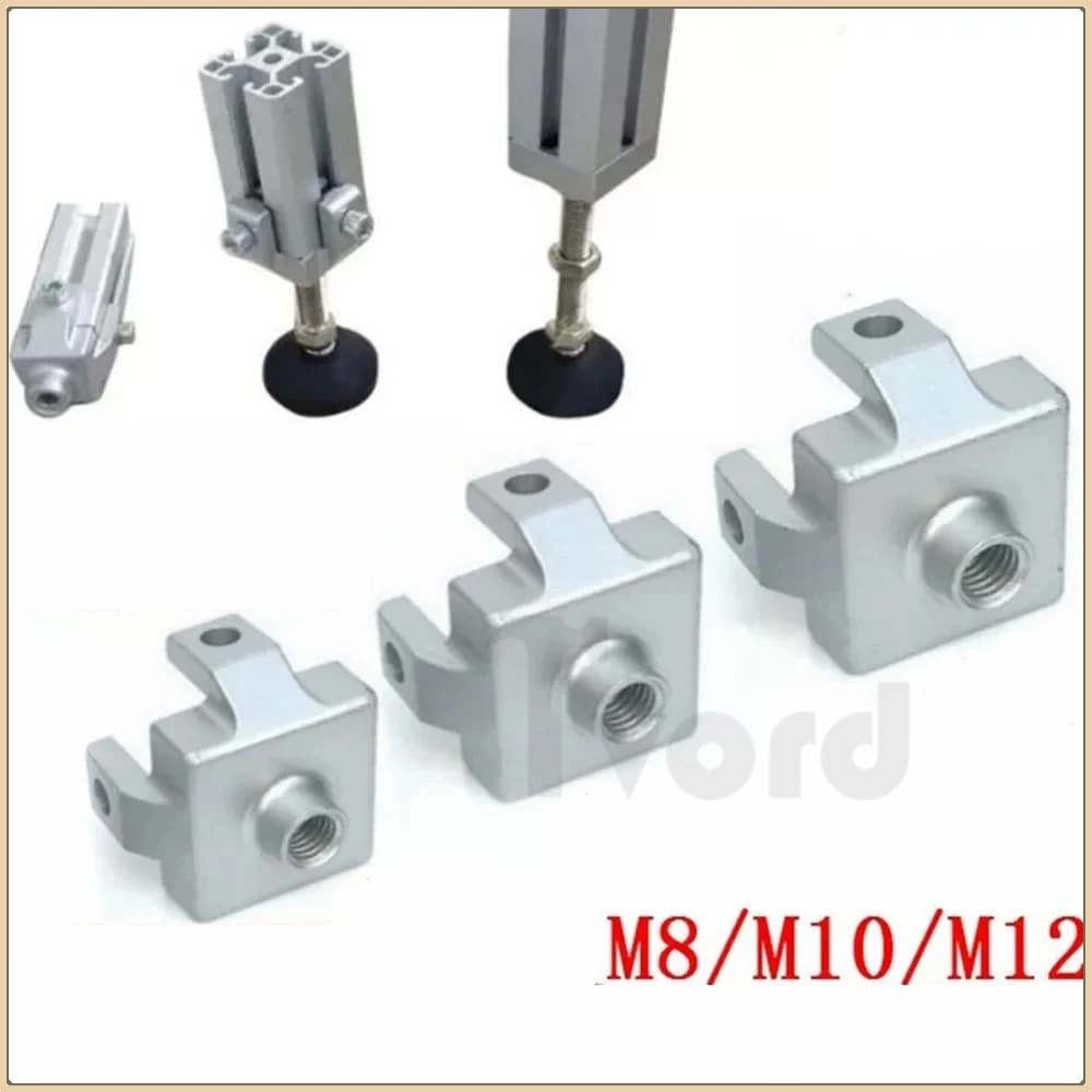 1Pcs M6-M12 2020 3030 4040 4545 Caster Foot Wheel Cup Connection Block Fixing Block Aluminum Profile Foot End Connection Block