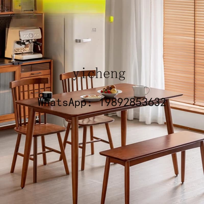 solid wood dining table household small apartment Nordic Japanese log furniture dining table