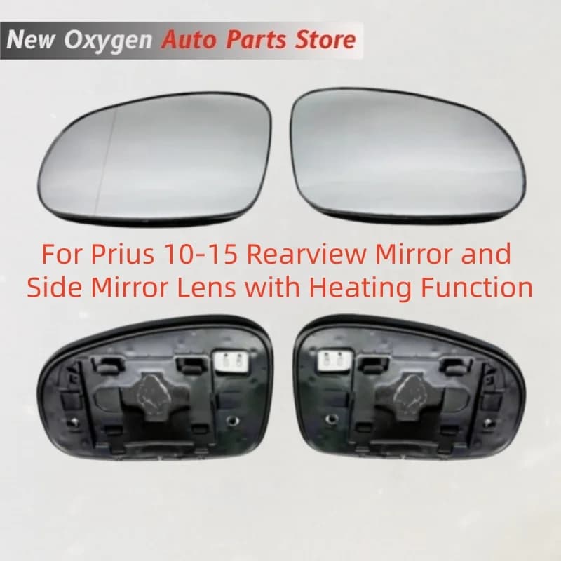 For Prius 10-15 Rearview Mirror and Side Mirror Lens with Heating Function