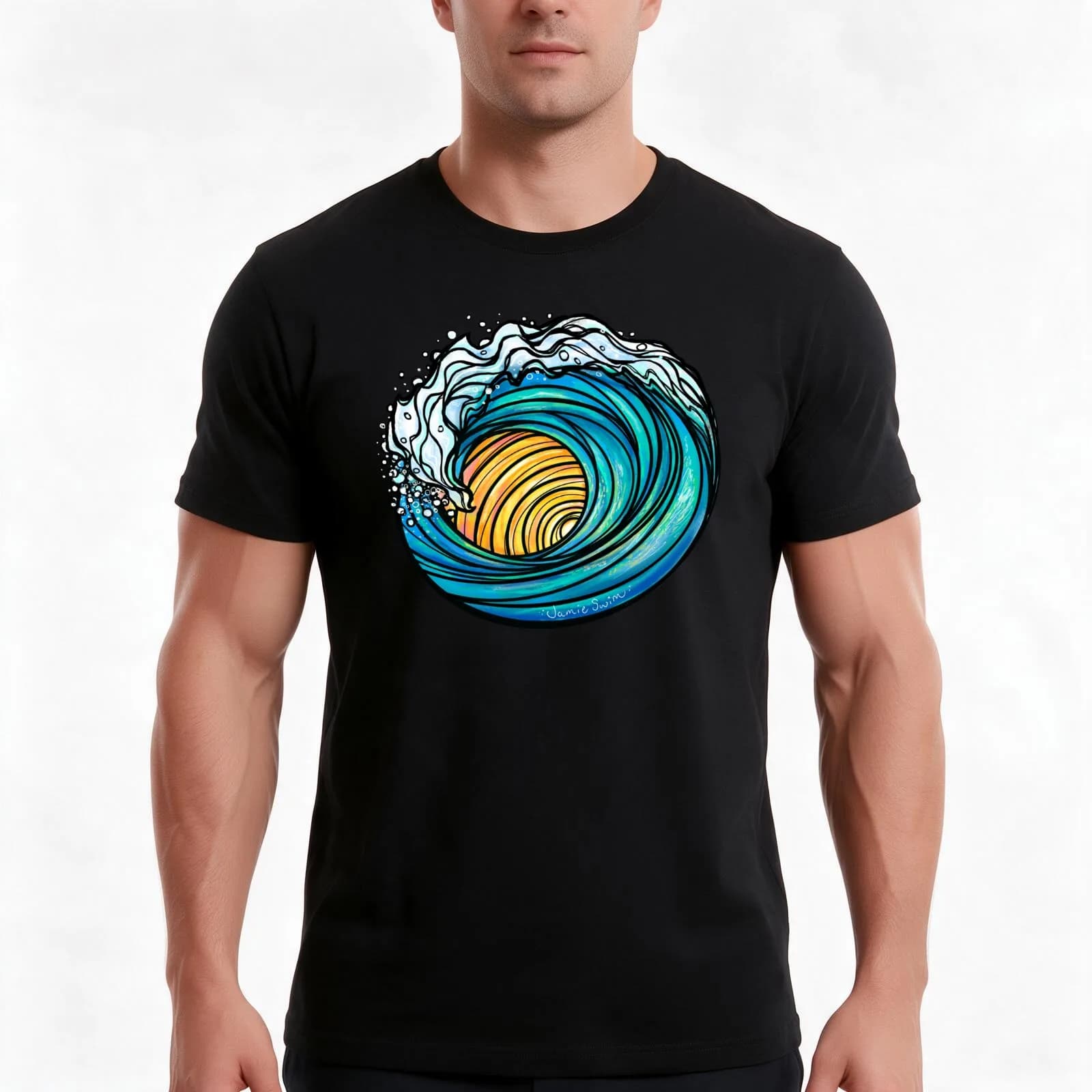Surf the sun T-Shirt, Summer Casual Cotton Tee, Oversized Streetwear Tops, Vintage Graphic Print, Loose Fit Short Sleeve