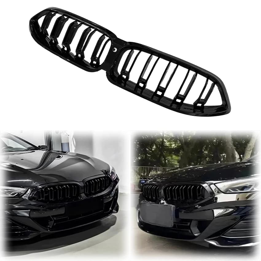 2022 2023 2024 2025 For BMW 8 Series G14 G15 G16 Double Line Grille Replacement Racing Grills Gloss Black Front Bumper ABS