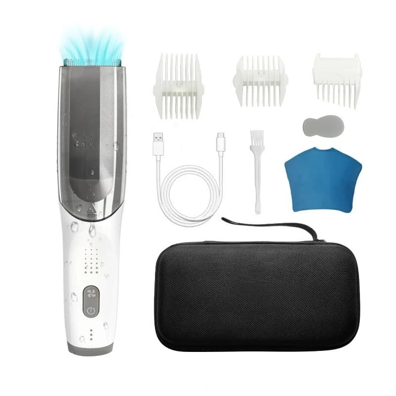 Cordless Vacuum Haircut Kit Hair Clipper Waterproof Built-in Rechargeable Battery with Storage Bag  Combs for Boys Men Kids