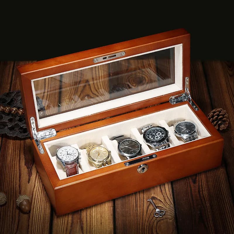 Wooden watch storage box, multiple Valentine's Day gift packaging box, watch collection gift box.