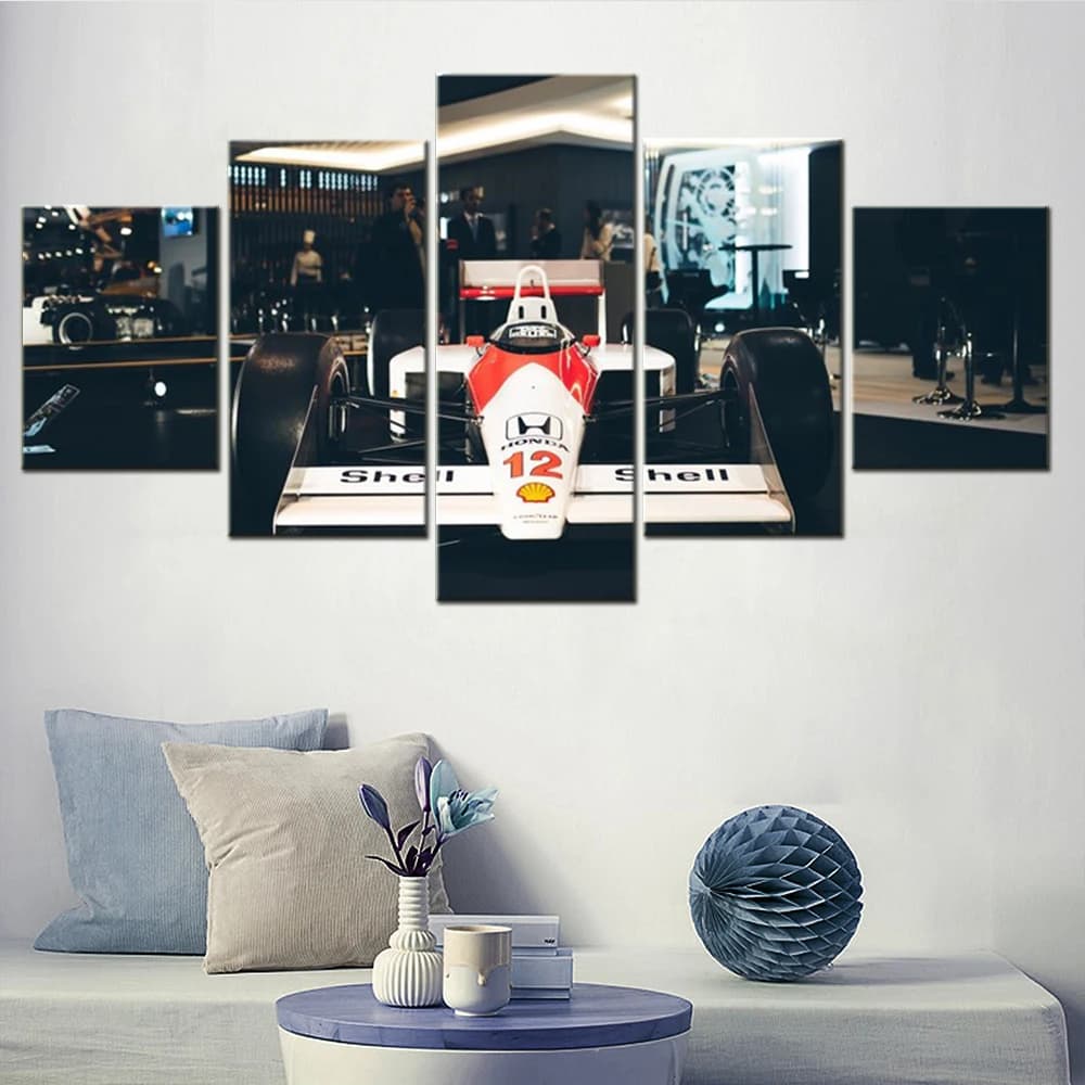 5 Pieces Canvas Wall Arts Poster Painting Race While Cars Formula 1 Vehicle Wallpaper Picture Print Home Decor Living Room Mural
