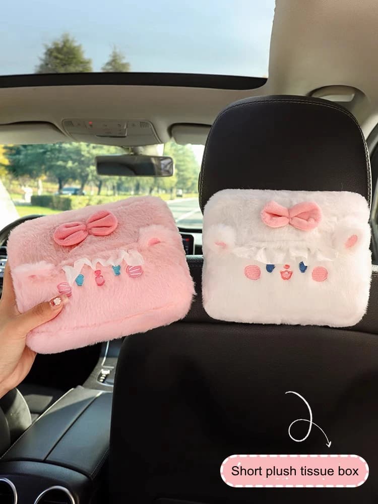 New Arrvial Fashion Cartoon Plush Bear Rabbit  Car Interior Ornaments Car Seat Back Sun Visor Car Tissue Box