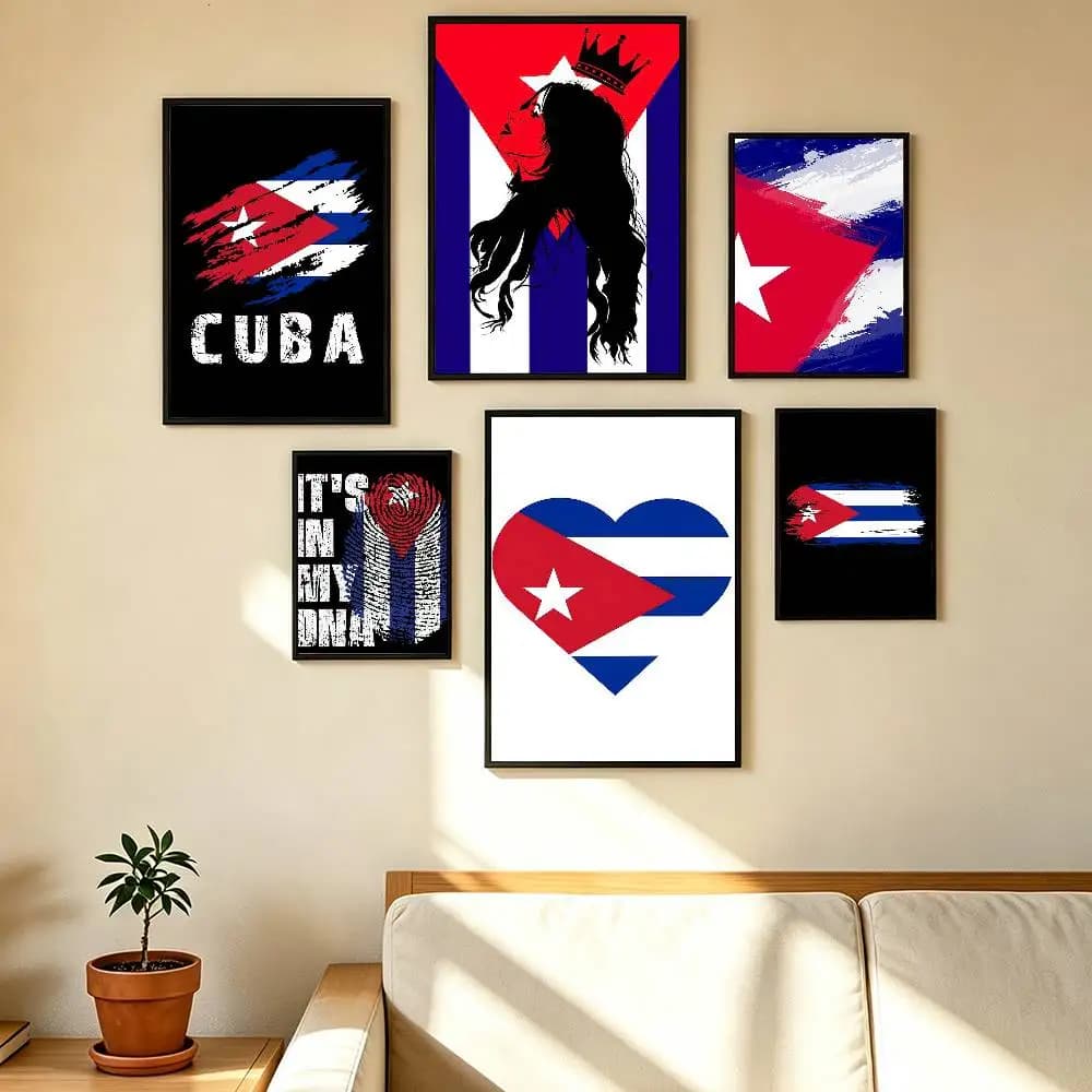 Flag Cuba Poster Waterproof Wall Art Sticker For Bar Living Room Vintage Decor High Quality Print Gift