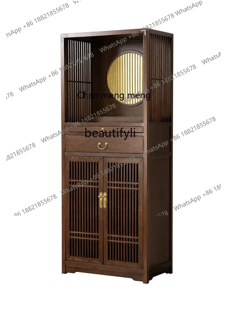 X  Black walnut casket new Chinese vertical cabinet household God of Wealth cabinet solid wood vertical cabinet
