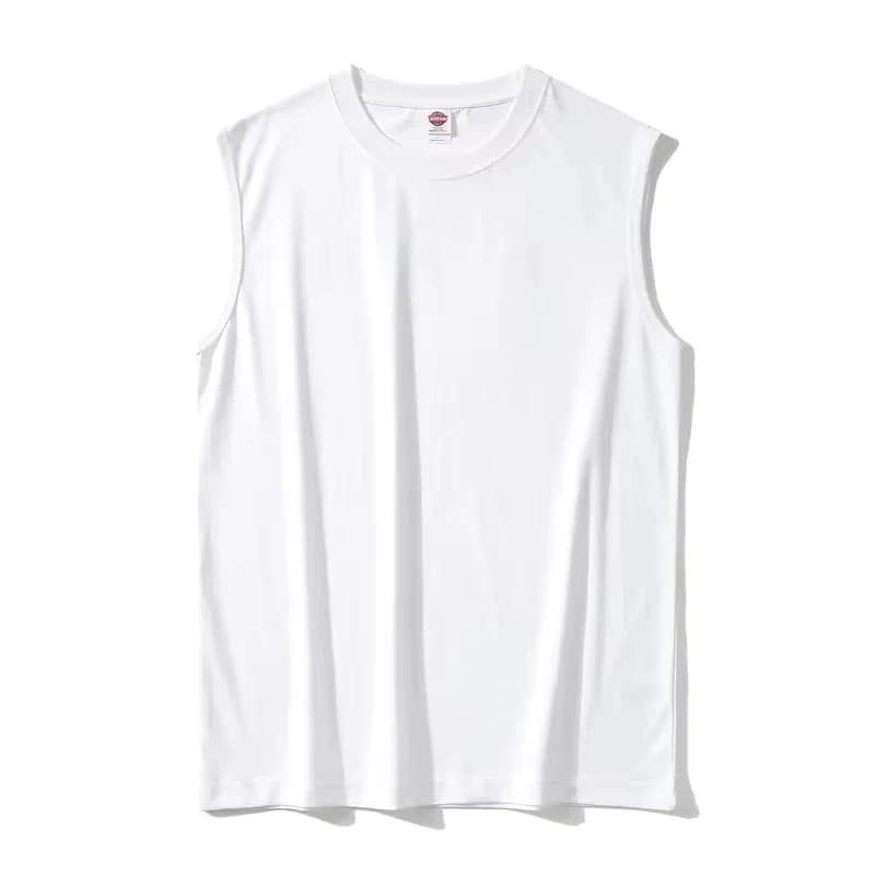 New Fashion Men's 220g Cotton Vest Summer Japanese Style Men's Solid Color Casual Trendy Sleeveless T-shirts Loose Male Clothes