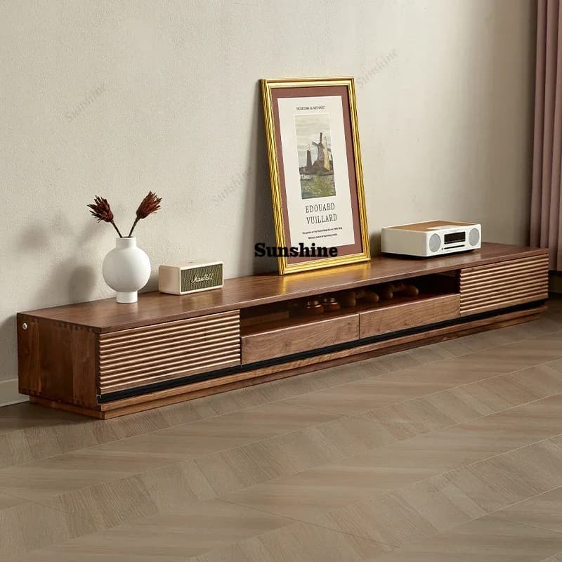 North American black tv stand walnut wood Storage cabinet Living room luxury cupboard tv table television center home furniture