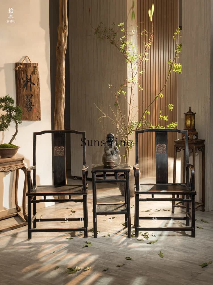 Chinese antique old furniture made old Taishi armchair three-piece set  FT