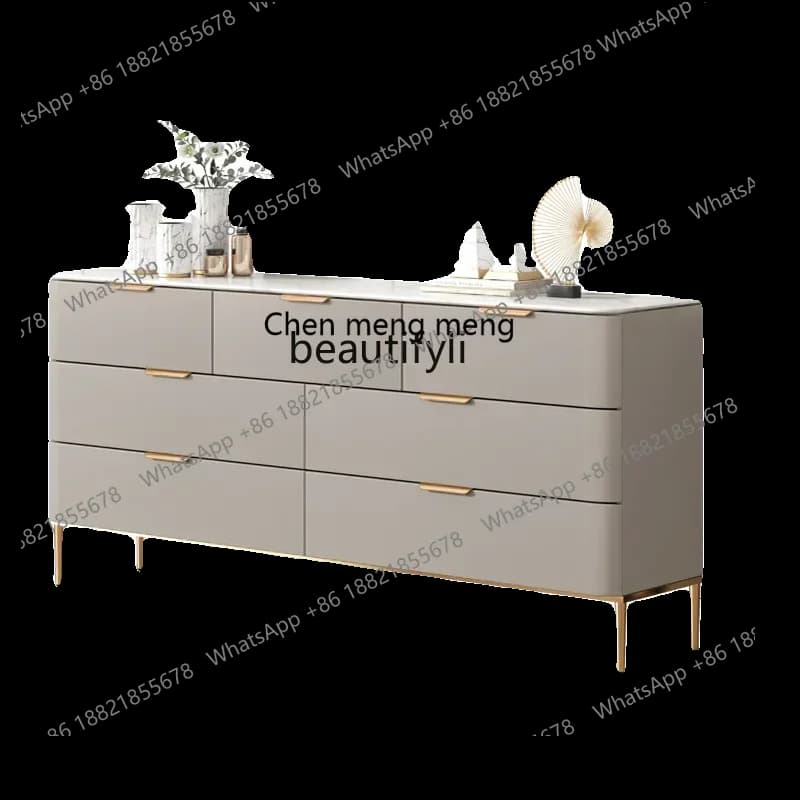 X CQYLight luxury bedroom simple modern rock slab TV cabinet household drawer cabinet large capacity storage chest cabinet