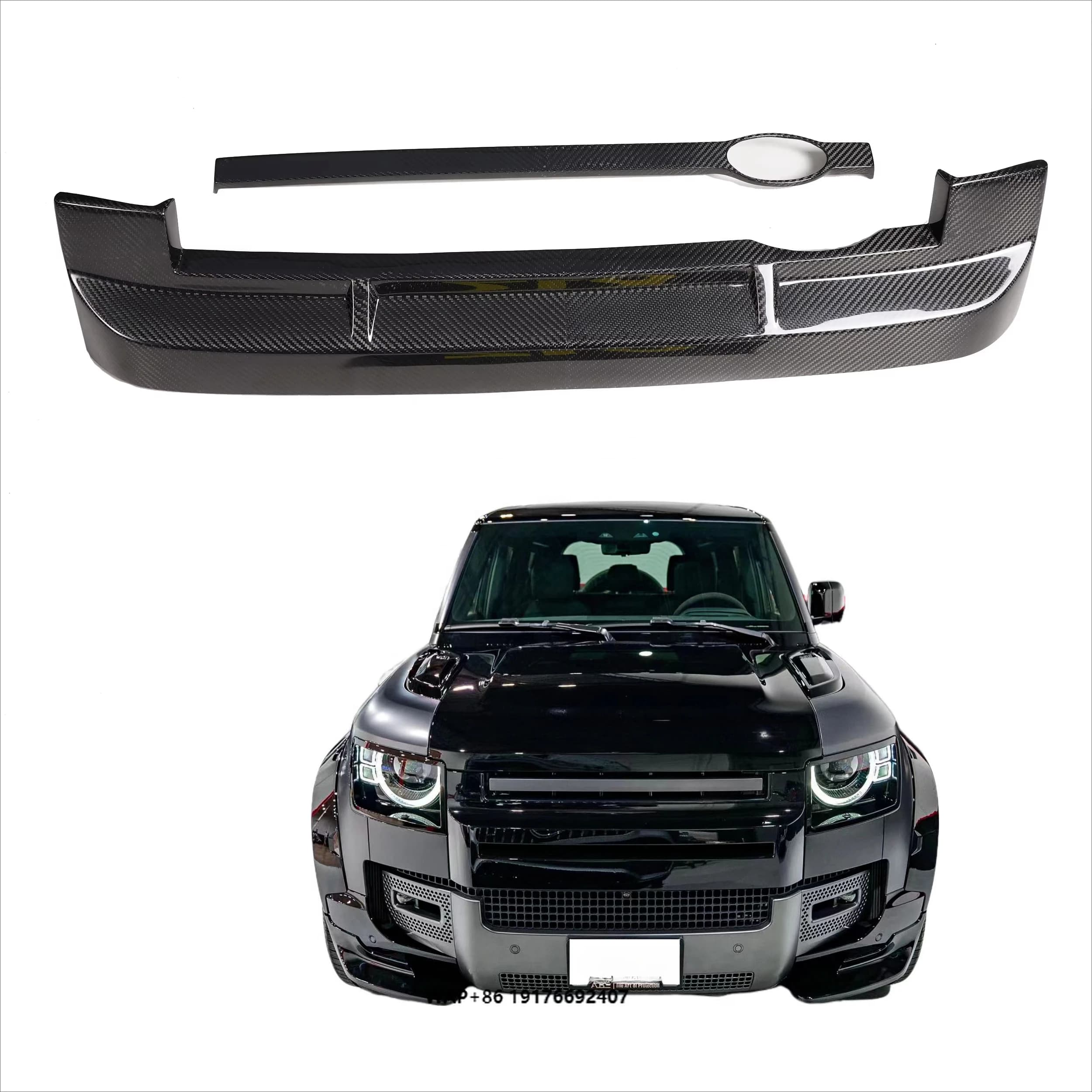 ForLand Rover Defender Dry Carbon Fiber Body Kit Car Front Grille Decorative Frame Grille Decorative Strip Cover