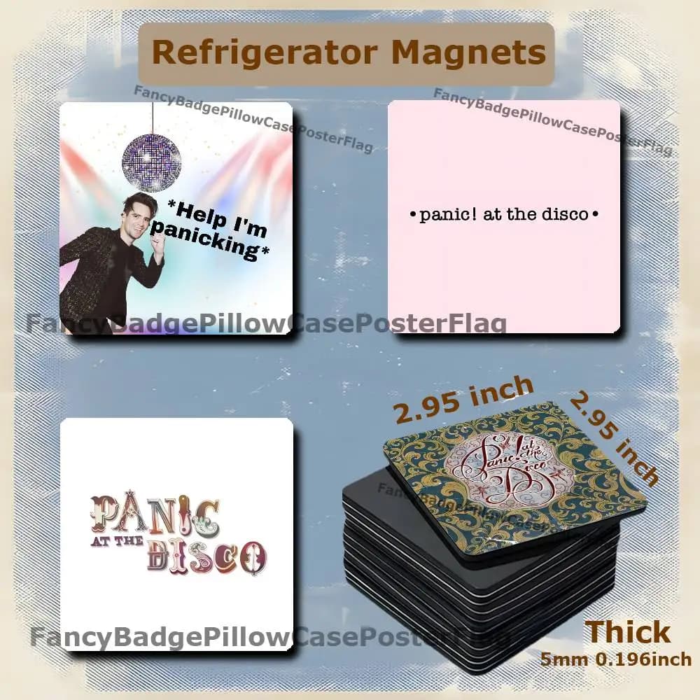 P-Panic At The Disco Fridge Refrigerator Magnet Set Creative Square Decorative Adhesive Stickers Magnets Festival Gift