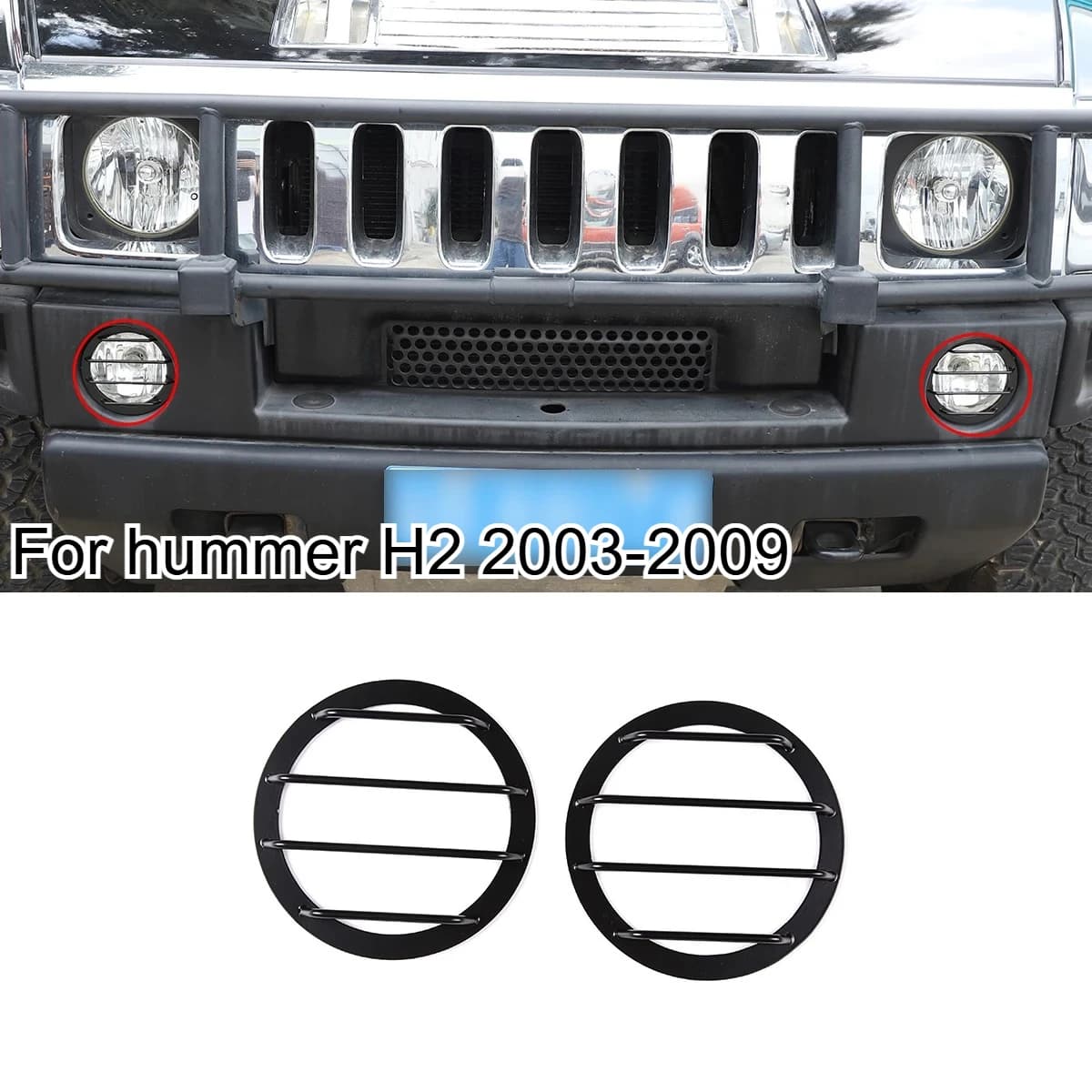 For Hummer H2 03-09 Stainless Steel Black Headlight Cover Front Fog Light Turn Light Cover Protective Mesh Cover Car Accessories
