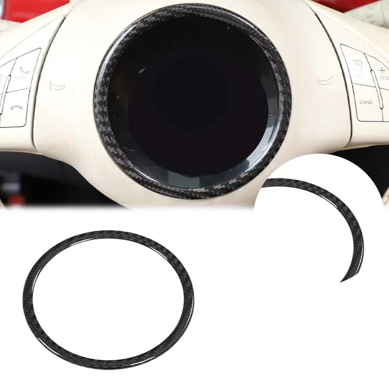 For Fiat 500 Abarth 2008-2023 Real Carbon Fiber Car Steering Wheel Logo Outer Ring Sticker Car Protection Accessories
