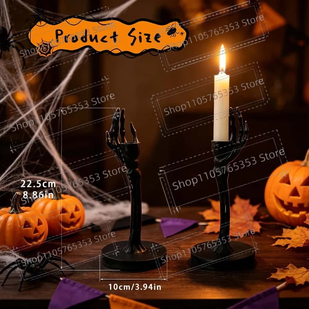 2026 Halloween Gothic Skeleton Candle Holder Resin Handicraft Ornament Skeleton Candle Holder Home Decoration