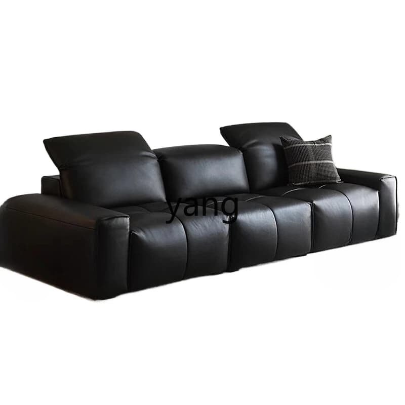 LH  medieval leather adjustable high backrest corner first layer cowhide black straight row sofa