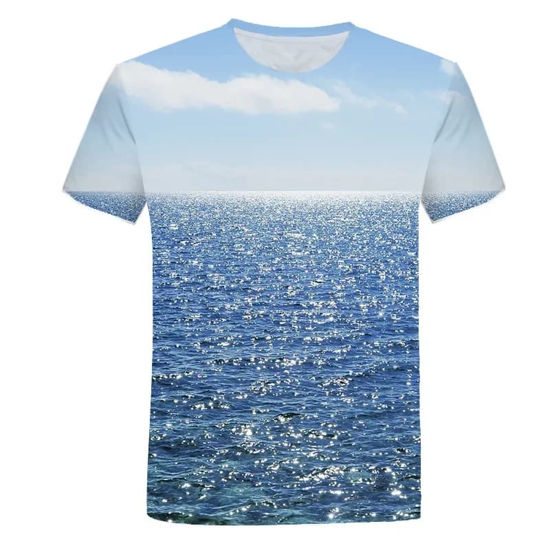 New Seaside Landscape Pattern 3d Printing Men's Women's Children's T-shirt Casual Beach Wind Breathable Light Summer Sports Top