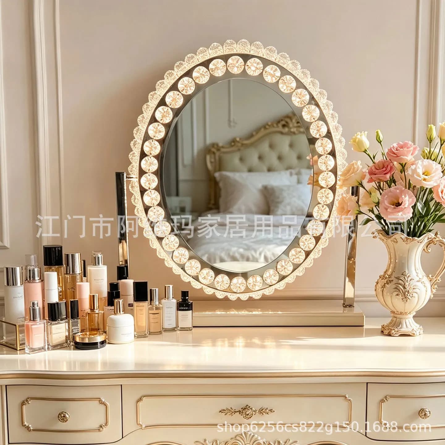 DSA light luxury makeup mirror desktop crystal vanity mirror bedroom fill light mirror