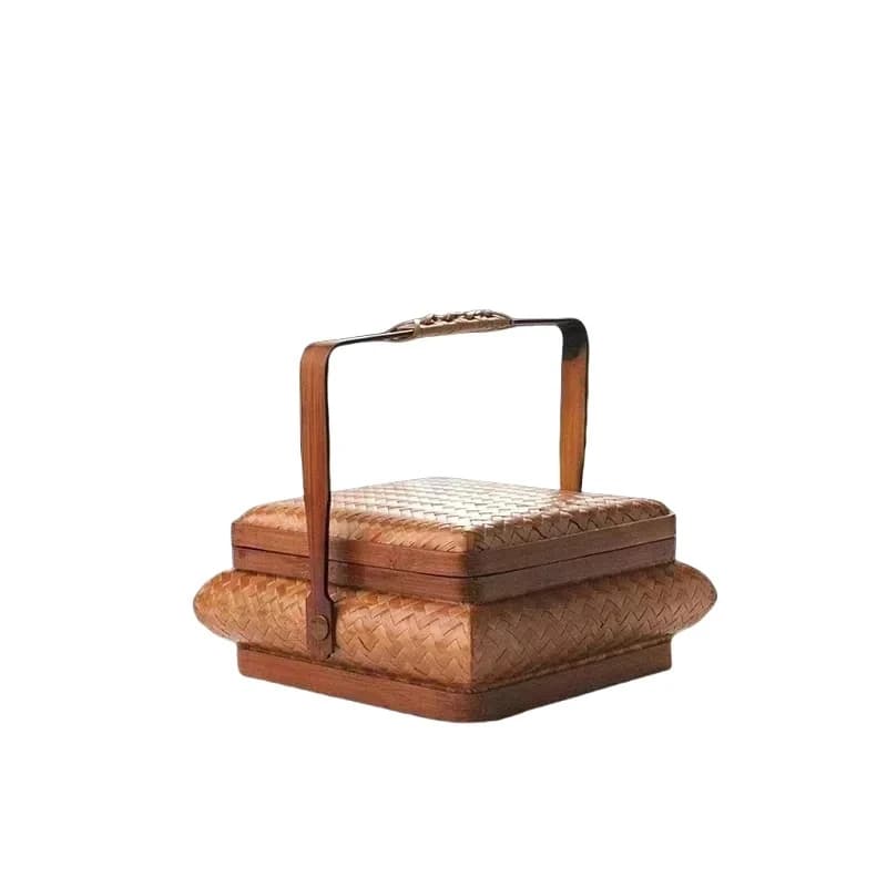 Environmentally friendly retro bamboo woven fruit plate kitchen counter bamboo crafts