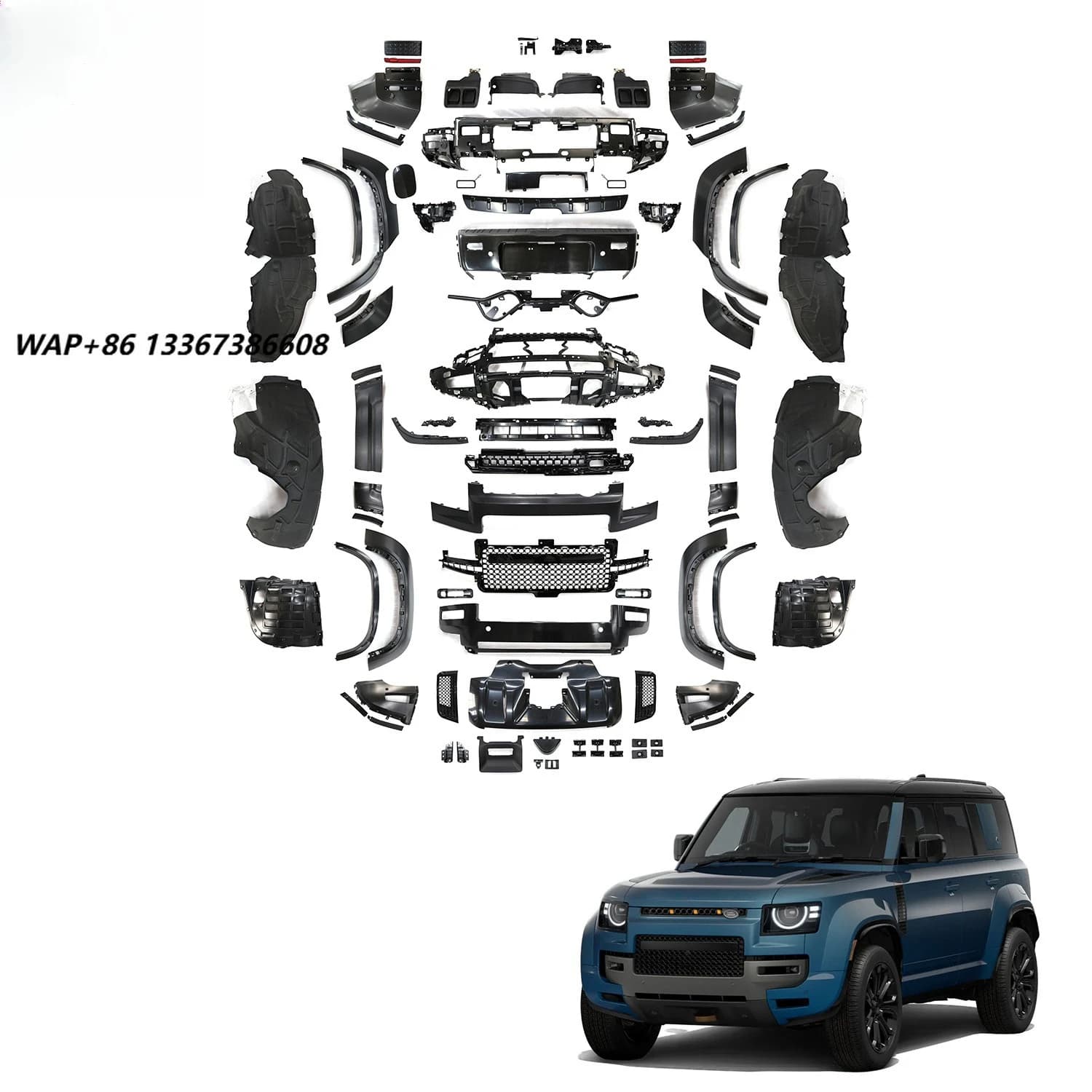 Upgraded OCTA-style body kit for Defender front/rear bumpers, wheel arches, side skirts...
