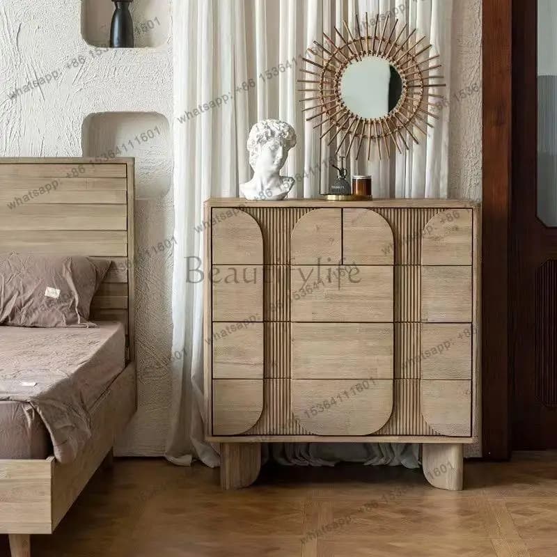 Oak chest cabinet Nordic living room five-bucket solid wood cabinet Bedroom storage cabinet