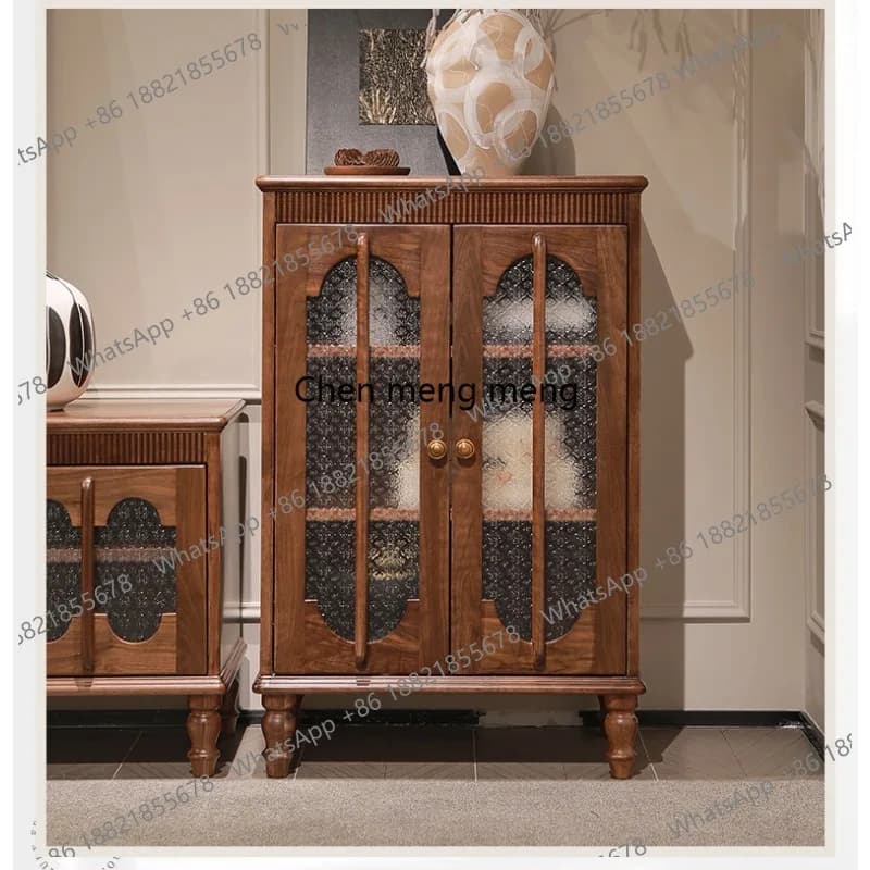 North American black walnut solid wood sofa sideboard American vintage wine cooler living room storage vintage style