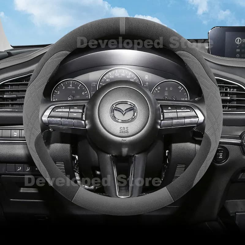 Suede Warm Car Steering Wheel Cover For Mazda CX5 CX3 CX30 CX50 CX90 BT-50 CX9 CX7 MX5 CX-60 Heating Steering Cover Accessories