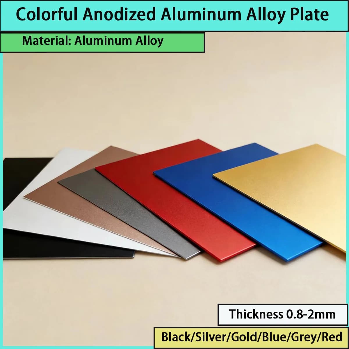 0.8-2mm Thick Colorful Anodized Aluminum Alloy Plate for Building Decoration, Furniture Panels, Etc