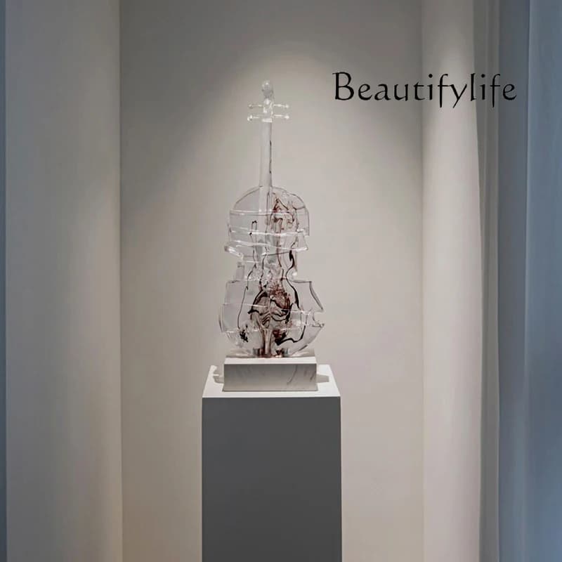 Simple violin sculpture ornament Floor-to-ceiling artwork Hotel clubhouse Music dining bar Model room Modern decoration