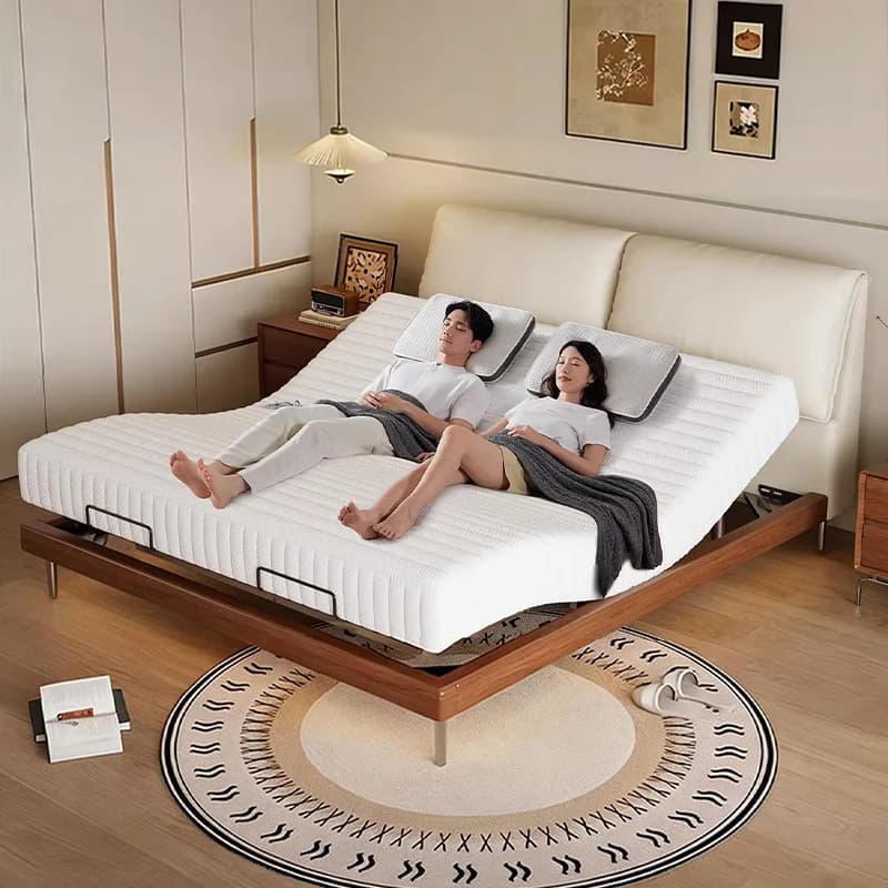 Ear intelligent heating massage electric bed, multi-functional modern simple double solid wood suspension bed