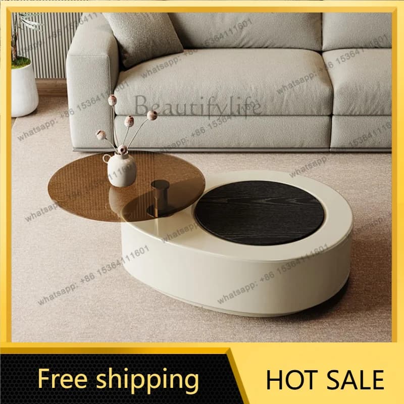 PG Italian light luxury minimalist modern designer special-shaped household small apartment glass creative coffee table