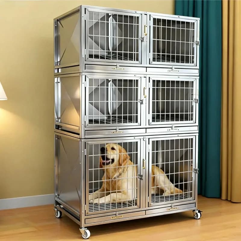 Custom-made Warm and Simple Stainless Steel Indoor Portable Pet Cage Easy to Assemble Breathable All Seasons