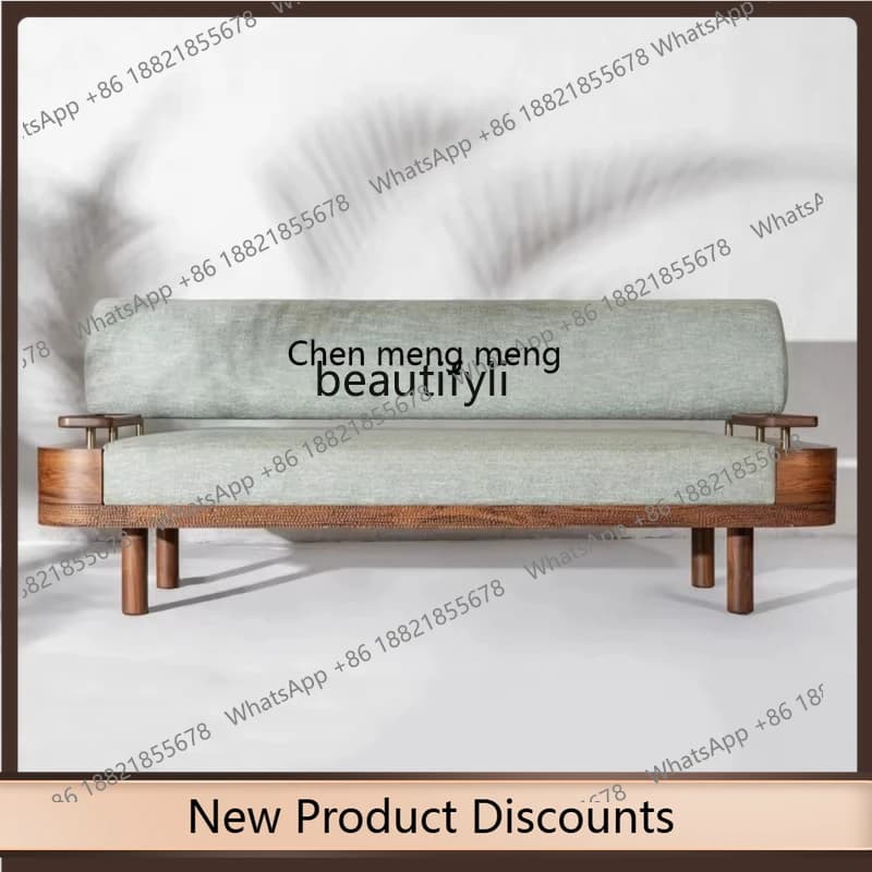 X  f4567Simple living room solid wood double three-sided sofa, clubhouse model room reception sofa