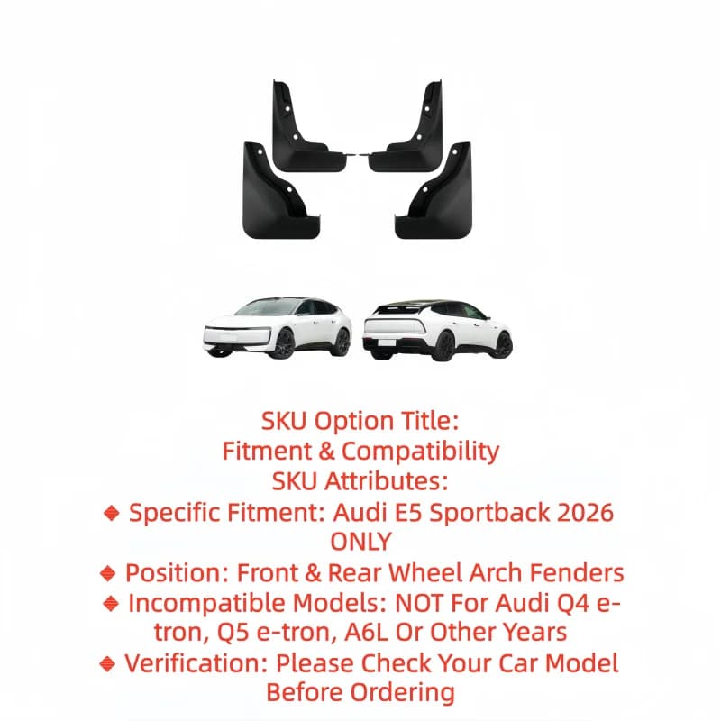 For Audi E5 Sportback 2026 Mud Flaps Splash Guards Fenders Auto Exterior Protection Parts