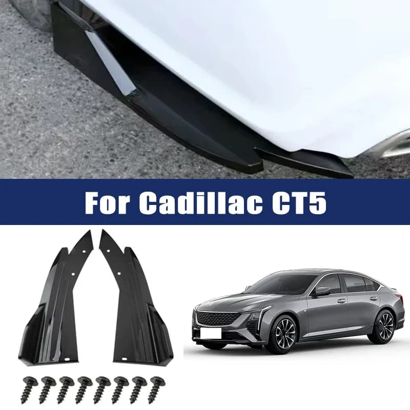 2pcs Car Rear Bumper Spoiler Lip Carbon Fiber Wing Trim Anti-crash Diffuser Side Skirt Wrap Angle Splitter For Cadillac CT5