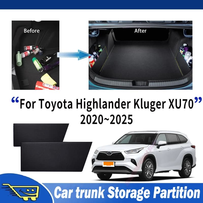 For Toyota Highlander Kluger XU70 2020~2025 MK4 Trunk Storage Partition Multi-function Storage Box Auto Interior Accessories Car