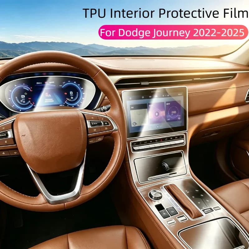 TPU Protective Film Anti-scratch For Dodge Journey 2022-2025 Interior Film Transparent Gear Panel Center Console Protection