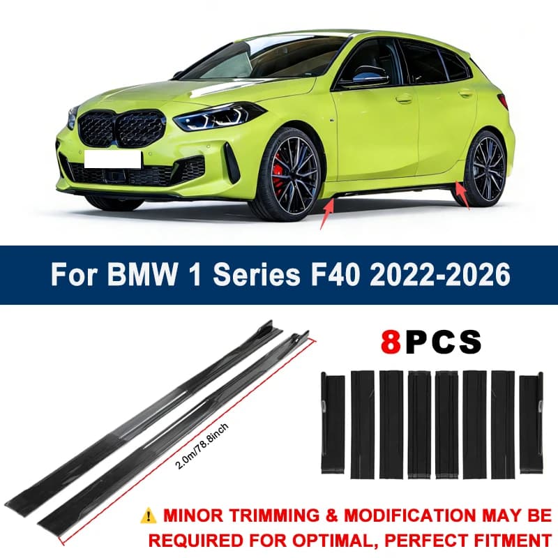 Aerodynamic 2m Sectional Side Skirt Extension Lips Racing Side Spoiler For BMW 1 Series F40 2022-2026 2023 Sport Upgrade Kit