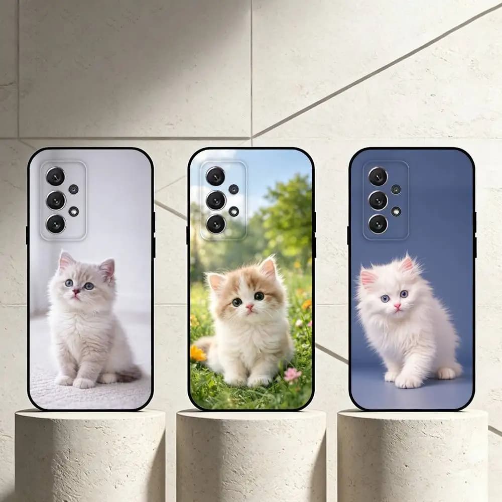 C-Cute and cute kitten phone Case For Samsung S25,24,21,22,23,30,Ultra,20,Plus,Fe,Lite,Note Soft Black Cover