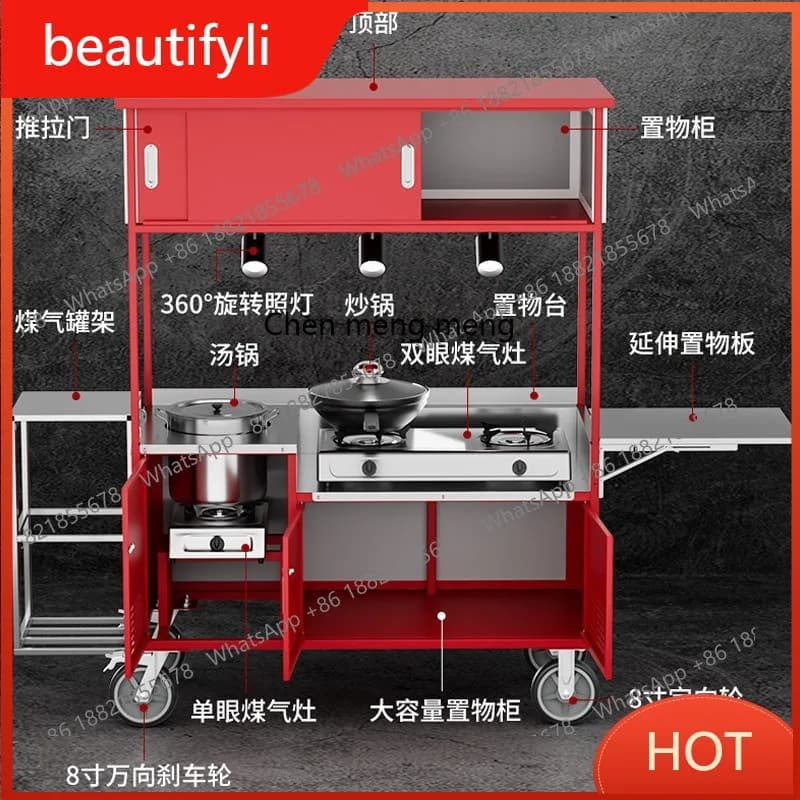 A139 Stall truck mobile stainless steel commercial multi-functional snack cart dining cart can be customized