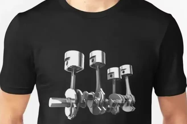Car Pistons Engine Parts Mechanic Cartoon Print T-Shirt Summer Cotton O-Neck Short Sleeve Men's T Shirt New Size S-3XL